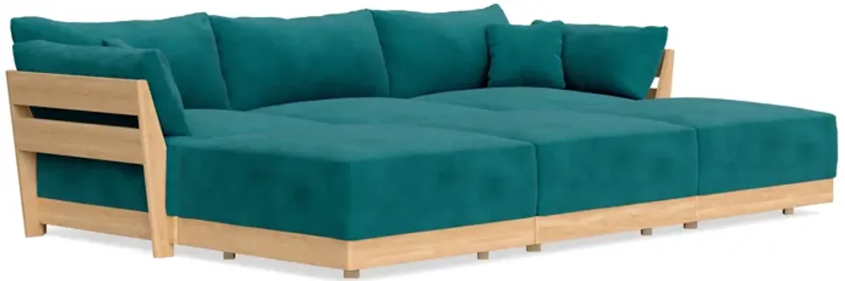 Modular Bondi Latte 3-Seater Daybed Sofa Sectional in Peacock | Classic Blend