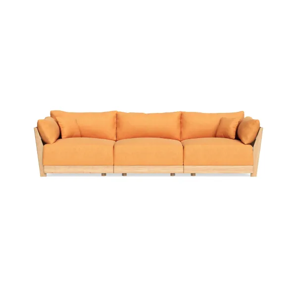 Modular Bondi Latte 3-Seater Sofa in Tangerine | Memory Foam Blend