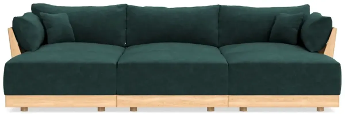 Modular Bondi Latte 3-Seater Daybed Sofa Sectional in Harbor Blue | Memory Foam Blend