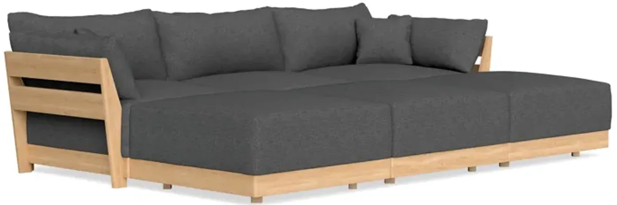 Modular Bondi Latte 3-Seater Daybed Sofa Sectional in Pebble | Classic Blend