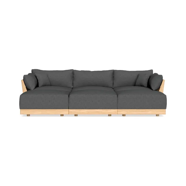 Modular Bondi Latte 3-Seater Daybed Sofa Sectional in Pebble | Memory Foam Blend