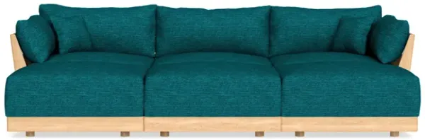 Modular Bondi Latte 3-Seater Daybed Sofa Sectional in Marine Teal | Memory Foam Blend