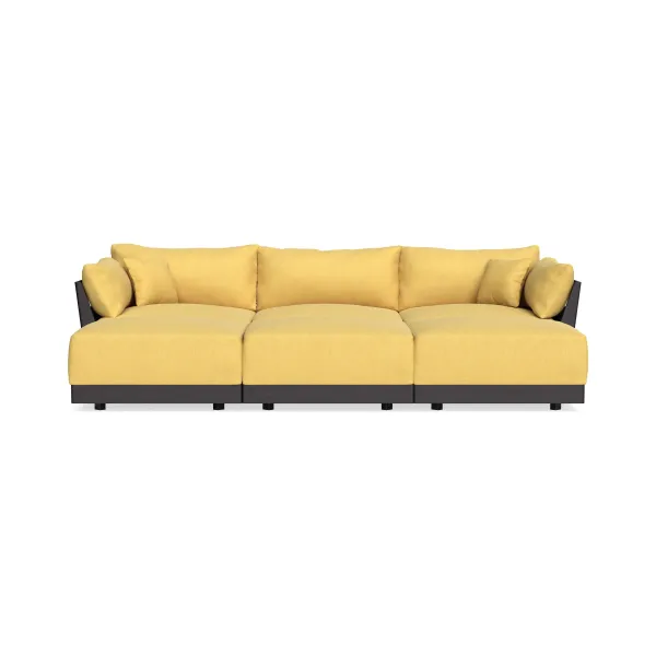 Modular Bondi Black 3-Seater Daybed Sofa Sectional in Goldenrod | Memory Foam Blend
