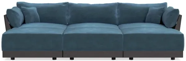 Modular Bondi Black 3-Seater Daybed Sofa Sectional in Oxford Blue | Classic Blend