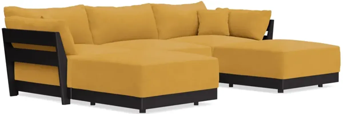 Modular Bondi Black 3-Seater U-Sectional in Honey | Classic Blend