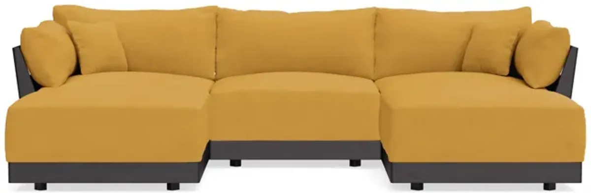 Modular Bondi Black 3-Seater U-Sectional in Honey | Classic Blend