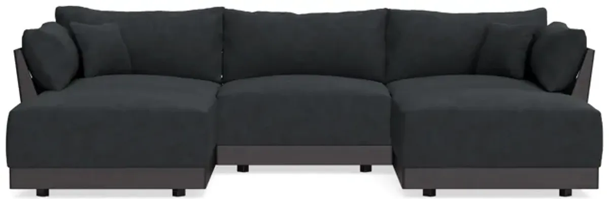 Modular Bondi Black 3-Seater U-Sectional in Coal | Classic Blend