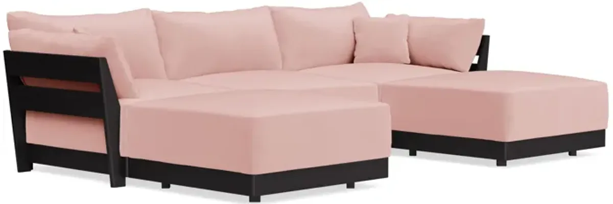 Modular Bondi Black 3-Seater U-Sectional in Powder Pink | Memory Foam Blend
