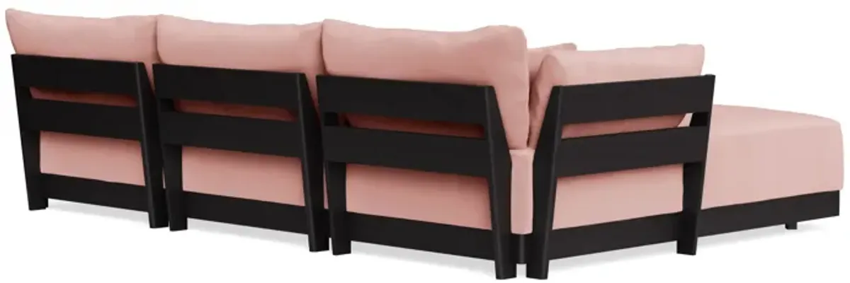 Modular Bondi Black 3-Seater U-Sectional in Powder Pink | Memory Foam Blend