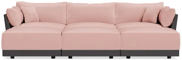 Modular Bondi Black 3-Seater Daybed Sofa Sectional in Powder Pink | Memory Foam Blend