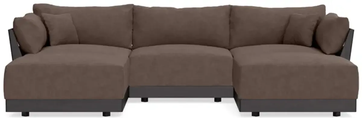 Modular Bondi Black 3-Seater U-Sectional in Chocolate | Memory Foam Blend