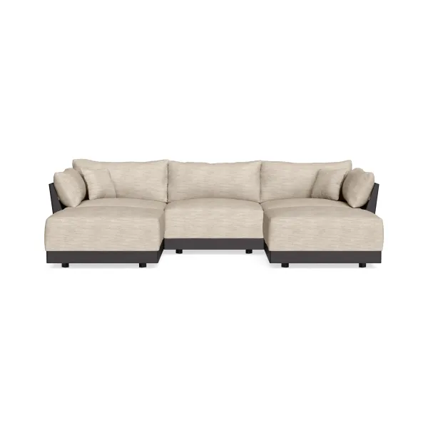 Modular Bondi Black 3-Seater U-Sectional in Wheat | Classic Blend