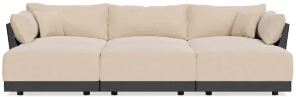 Modular Bondi Black 3-Seater Daybed Sofa Sectional in Vanilla | Memory Foam Blend