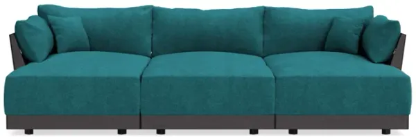 Modular Bondi Black 3-Seater Daybed Sofa Sectional in Ocean | Classic Blend