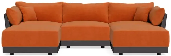 Modular Bondi Black 3-Seater U-Sectional in Terracotta | Classic Blend