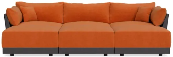 Modular Bondi Black 3-Seater Daybed Sofa Sectional in Terracotta | Memory Foam Blend