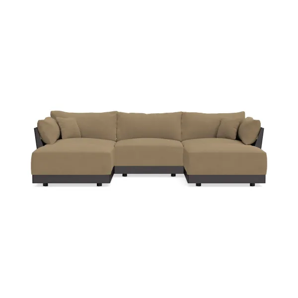 Modular Bondi Black 3-Seater U-Sectional in Macchiato | Memory Foam Blend