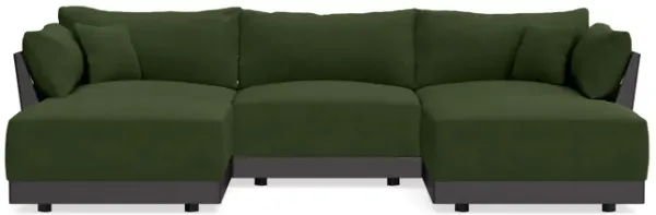 Modular Bondi Black 3-Seater U-Sectional in Tuscan Green | Memory Foam Blend