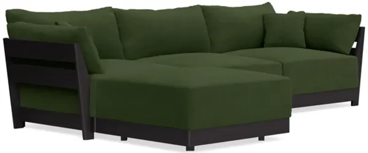 Modular Bondi Black 3-Seater Sectional in Tuscan Green | Memory Foam Blend