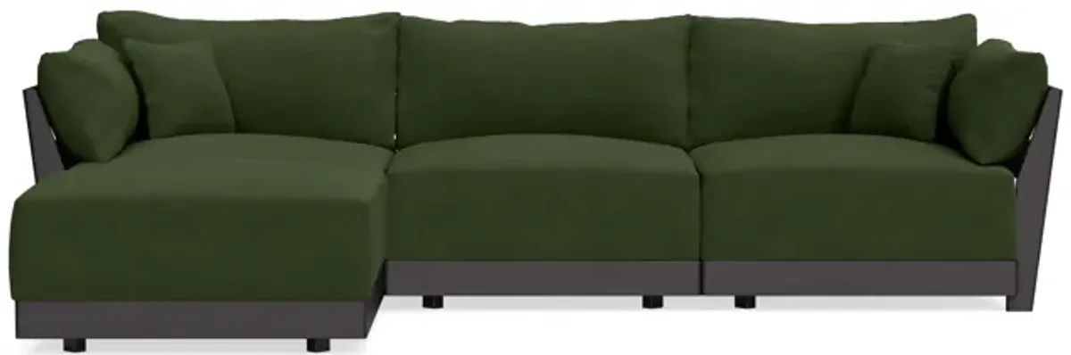 Modular Bondi Black 3-Seater Sectional in Tuscan Green | Memory Foam Blend