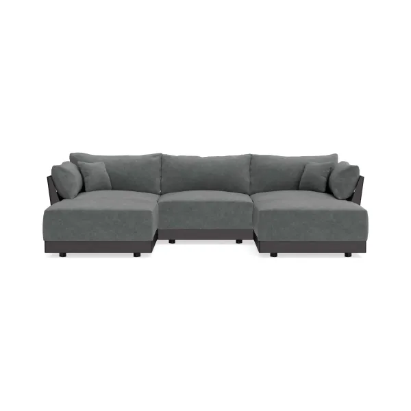 Modular Bondi Black 3-Seater U-Sectional in Chimney Gray | Classic Blend