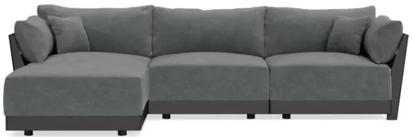 Modular Bondi Black 3-Seater Sectional in Chimney Gray | Memory Foam Blend