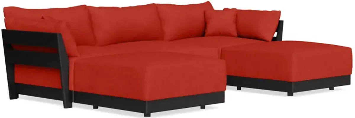Modular Bondi Black 3-Seater U-Sectional in Cayenne | Memory Foam Blend