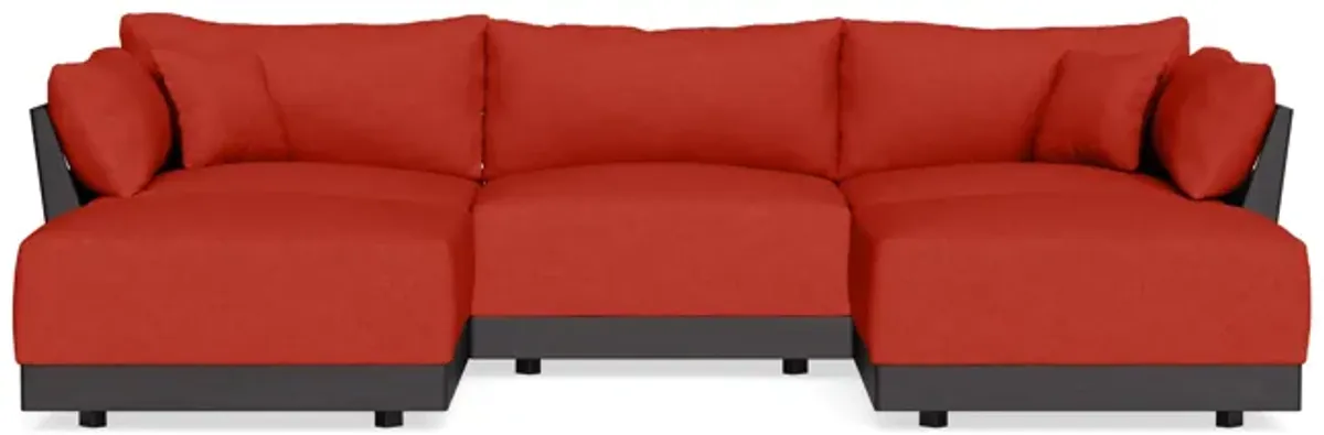 Modular Bondi Black 3-Seater U-Sectional in Cayenne | Memory Foam Blend