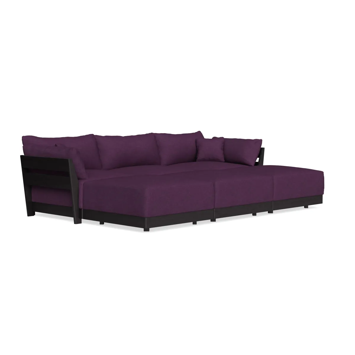 Modular Bondi Black 3-Seater Daybed Sofa Sectional in Aubergine | Memory Foam Blend