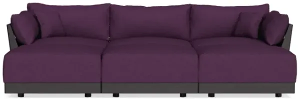 Modular Bondi Black 3-Seater Daybed Sofa Sectional in Aubergine | Memory Foam Blend