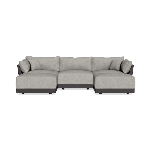 Modular Bondi Black 3-Seater U-Sectional in Fog | Memory Foam Blend