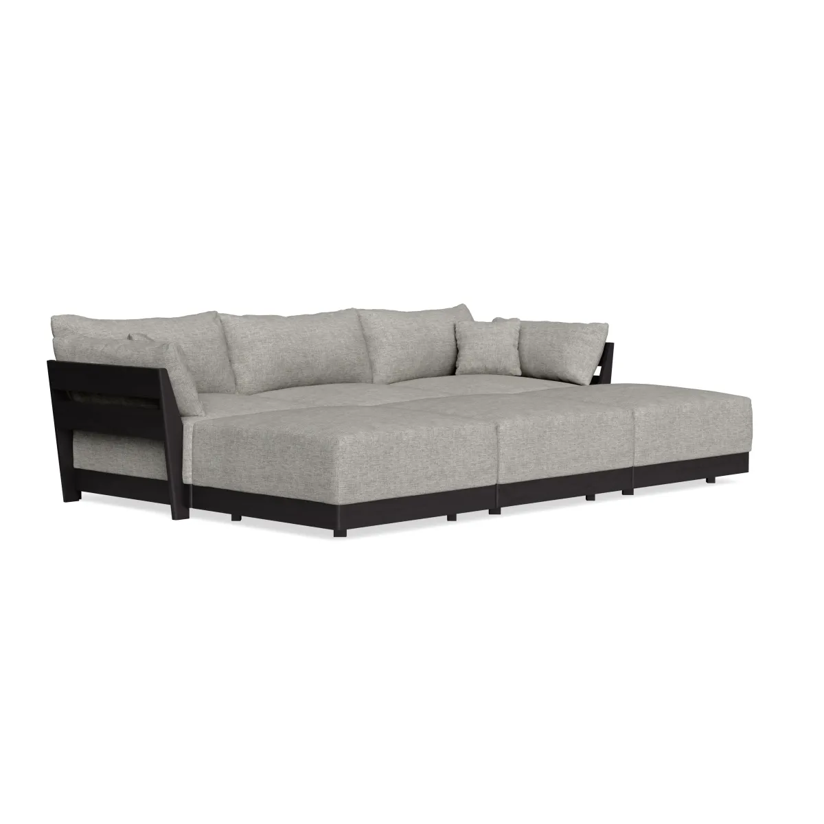 Modular Bondi Black 3-Seater Daybed Sofa Sectional in Fog | Classic Blend