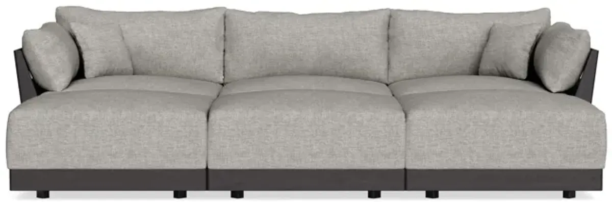 Modular Bondi Black 3-Seater Daybed Sofa Sectional in Fog | Classic Blend