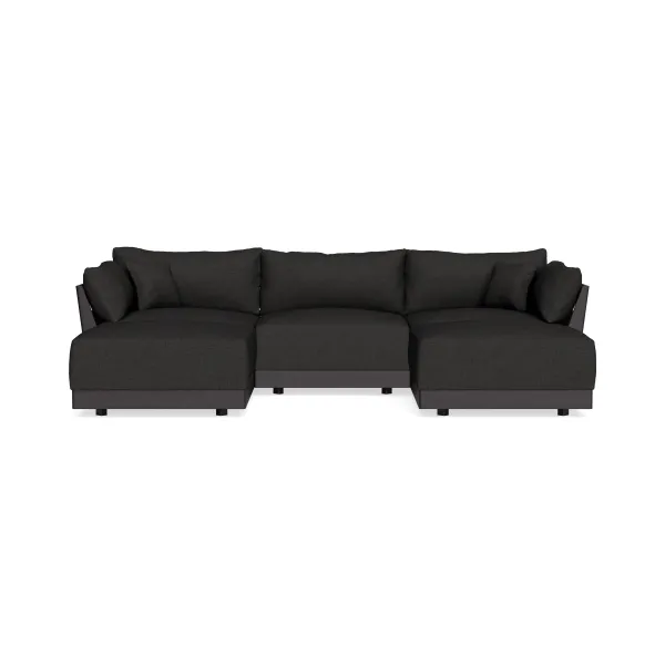Modular Bondi Black 3-Seater U-Sectional in Peppercorn | Memory Foam Blend