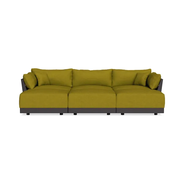 Modular Bondi Black 3-Seater Daybed Sofa Sectional in Olive Green | Memory Foam Blend