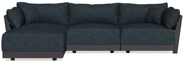 Modular Bondi Black 3-Seater Sectional in Baltic Blue | Memory Foam Blend