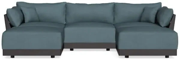 Modular Bondi Black 3-Seater U-Sectional in Slate Blue | Memory Foam Blend