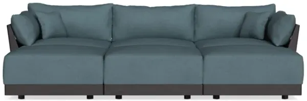 Modular Bondi Black 3-Seater Daybed Sofa Sectional in Slate Blue | Memory Foam Blend