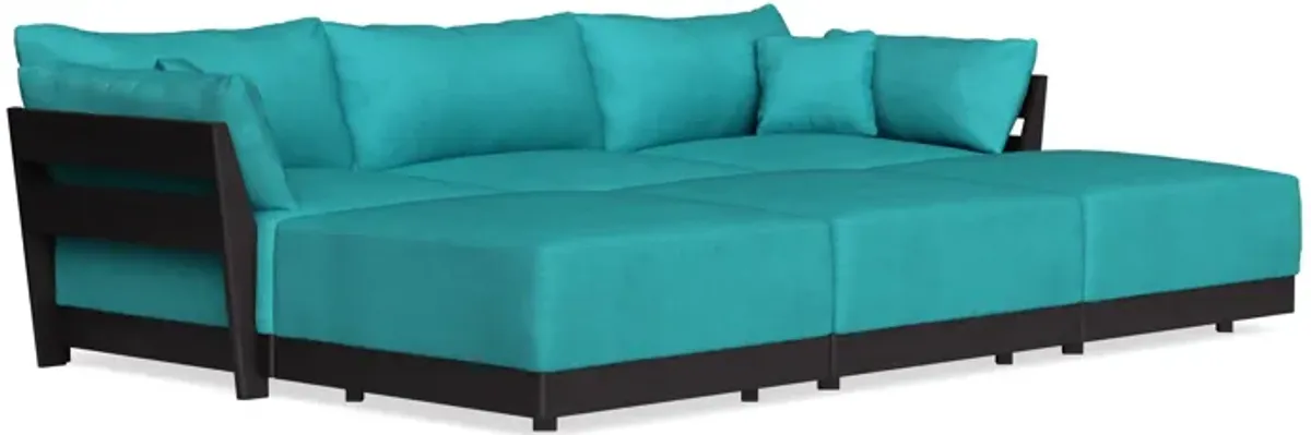 Modular Bondi Black 3-Seater Daybed Sofa Sectional in Pool | Classic Blend