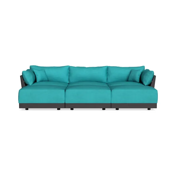 Modular Bondi Black 3-Seater Daybed Sofa Sectional in Pool | Classic Blend