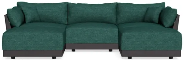Modular Bondi Black 3-Seater U-Sectional in Forest Green | Memory Foam Blend