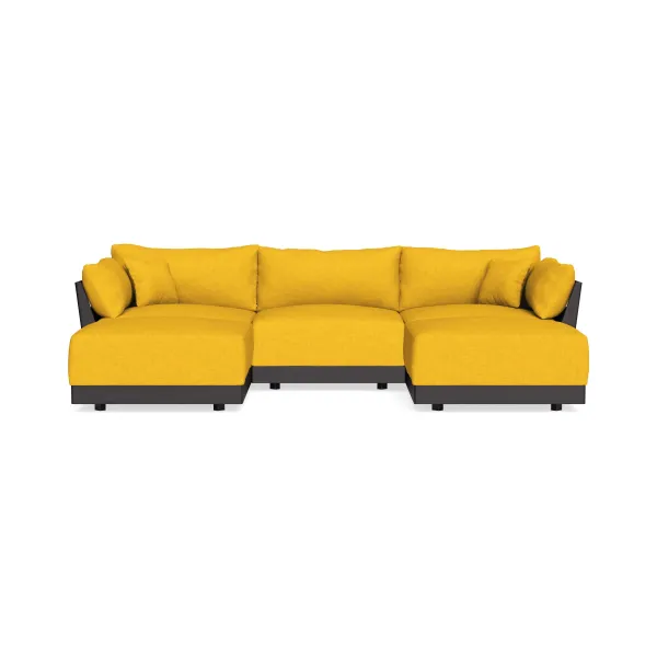 Modular Bondi Black 3-Seater U-Sectional in Sunflower | Memory Foam Blend