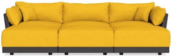 Modular Bondi Black 3-Seater Daybed Sofa Sectional in Sunflower | Memory Foam Blend