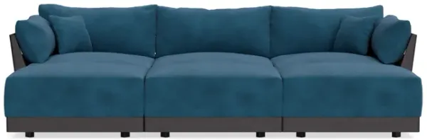 Modular Bondi Black 3-Seater Daybed Sofa Sectional in Commodore Blue | Classic Blend