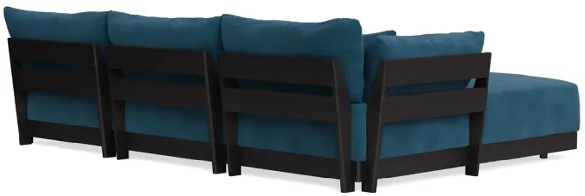 Modular Bondi Black 3-Seater Sectional in Commodore Blue | Classic Blend