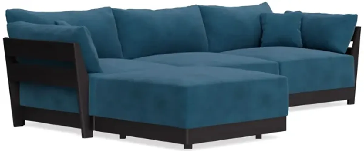 Modular Bondi Black 3-Seater Sectional in Commodore Blue | Classic Blend