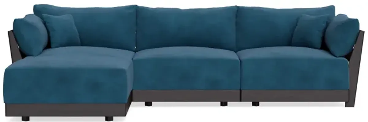 Modular Bondi Black 3-Seater Sectional in Commodore Blue | Classic Blend
