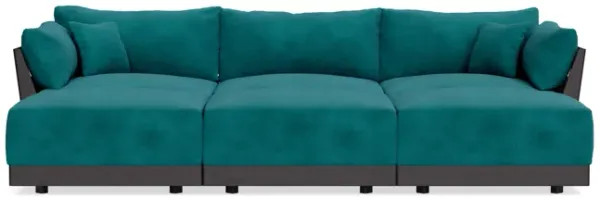 Modular Bondi Black 3-Seater Daybed Sofa Sectional in Peacock | Classic Blend