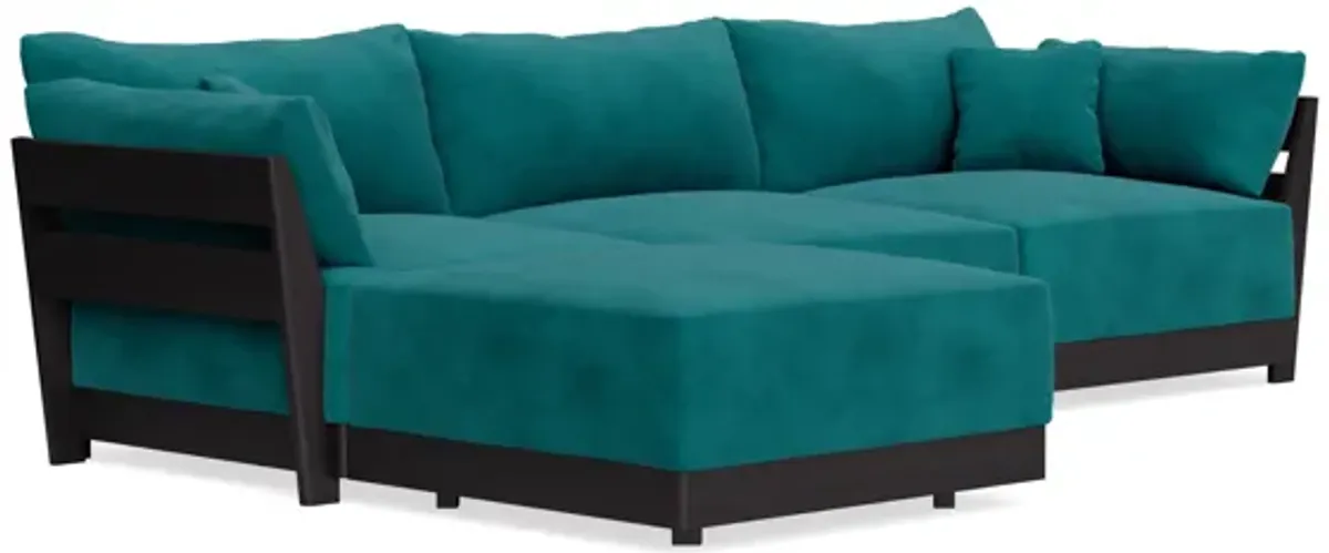 Modular Bondi Black 3-Seater Sectional in Peacock | Memory Foam Blend