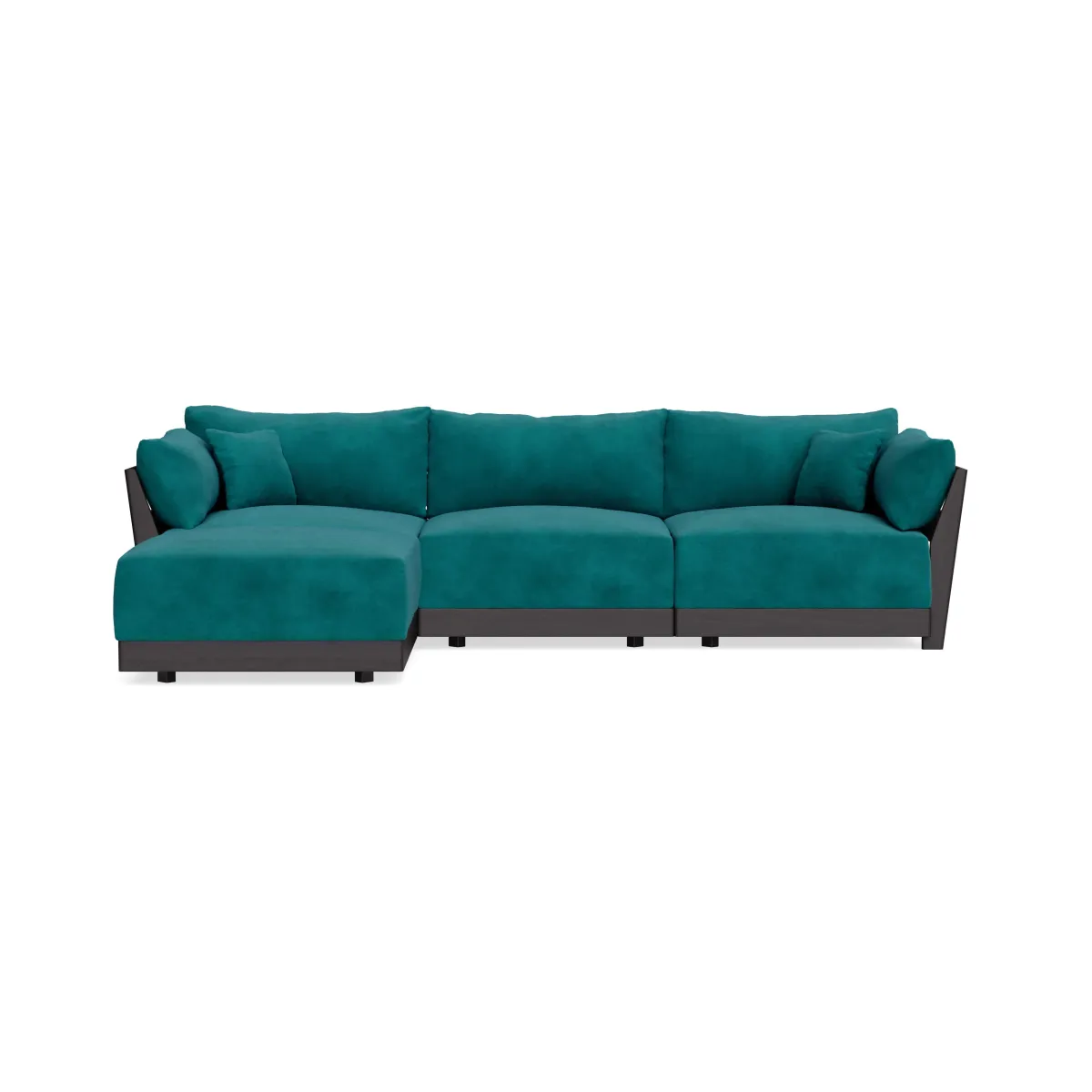 Modular Bondi Black 3-Seater Sectional in Peacock | Memory Foam Blend